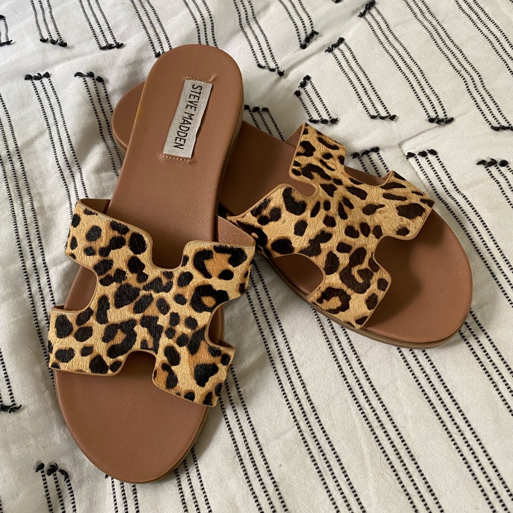 Steve Madden Cheetah Calf Hair Sandals